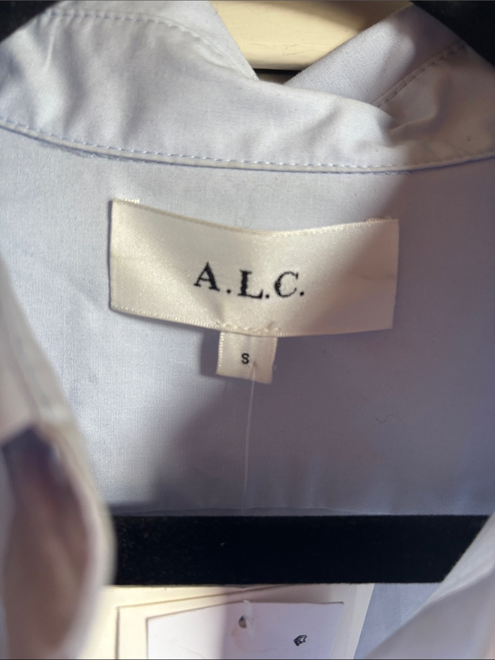 A.L.C. Light Blue Poplin Ruffle-Hem Shirt Dress - Picture 3 of 6